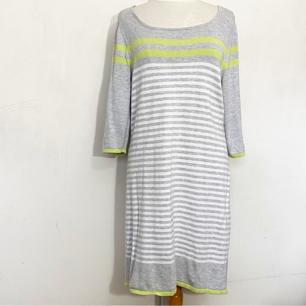 DESIGN HISTORY color blocked and striped sweater knit dress midi length L